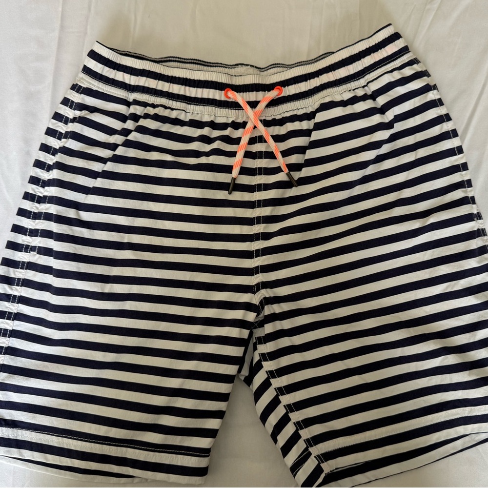 Boys Navy & White Striped Swimsuit
